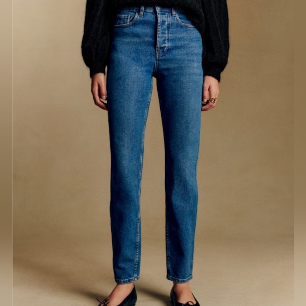 SÉZANE Brut Sexy High-Rise Straight Leg Jeans - Size 32 Inseam 28" Medium Blue